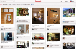 Pinterest-Screenshot: Ergebnis der Suchanfrage "Hotel Germany"
