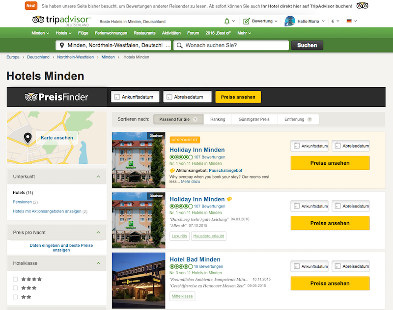 Neuer Tripadvisor-Algorithmus aktiviert